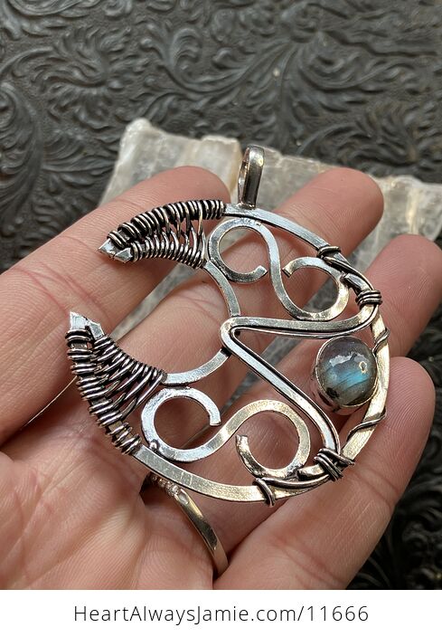 Infinity Crescent Moon Labradorite Stone Crystal Jewelry Pendant - #ENCYhBohvEo-8