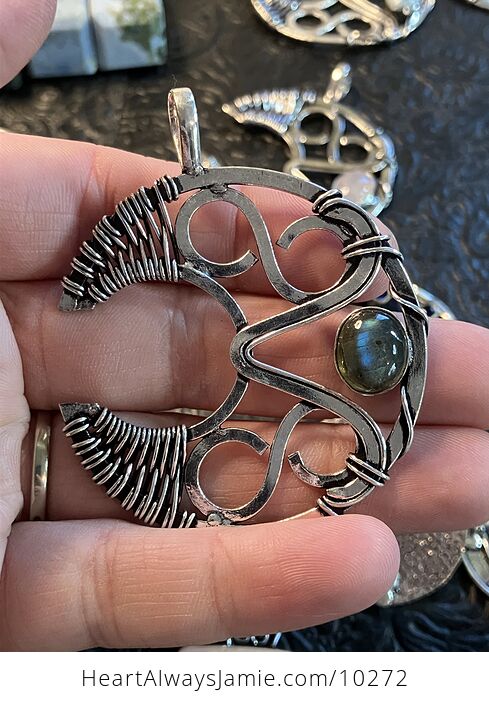 Infinity Crescent Moon Labradorite Stone Crystal Jewelry Pendant - #Lfyu0GogymA-2