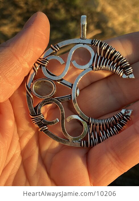Infinity Crescent Moon Labradorite Stone Crystal Jewelry Pendant - #ZJF1FiWjW9E-4