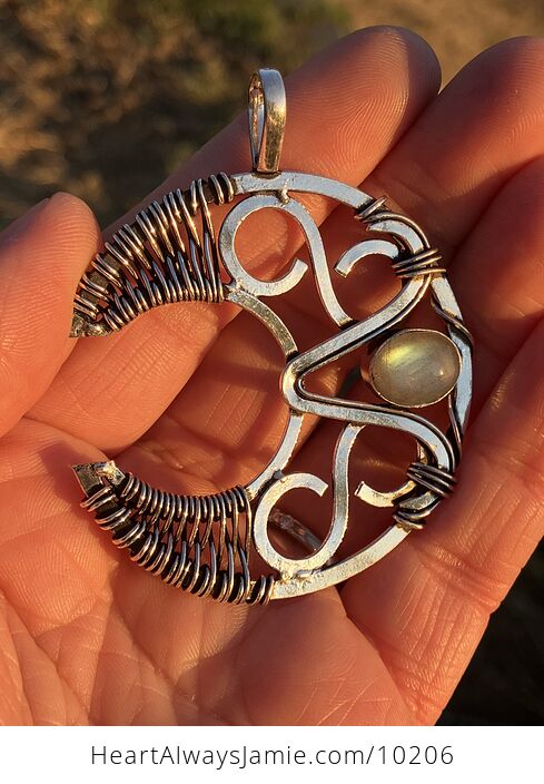 Infinity Crescent Moon Labradorite Stone Crystal Jewelry Pendant - #ZJF1FiWjW9E-1
