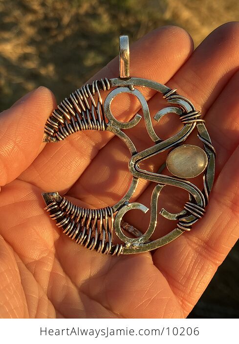 Infinity Crescent Moon Labradorite Stone Crystal Jewelry Pendant - #ZJF1FiWjW9E-2