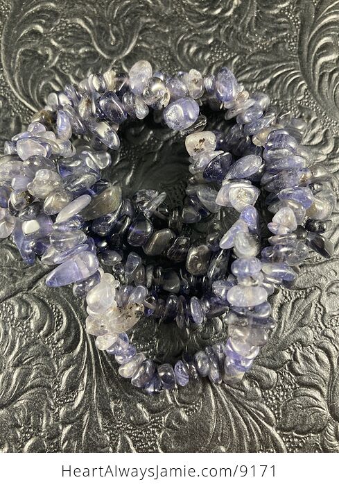 Iolite Gemstone Jewelry Chip Bead Bracelet - #MRuwqb6KPPU-3