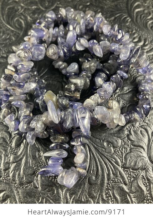 Iolite Gemstone Jewelry Chip Bead Bracelet - #MRuwqb6KPPU-5