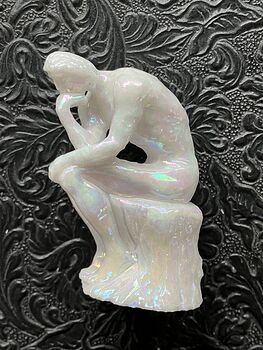 Iridescent Ab or Angel Aura Coated the Thinker Man in Thought Crystal Carving #Lp9Ahm3PV3c