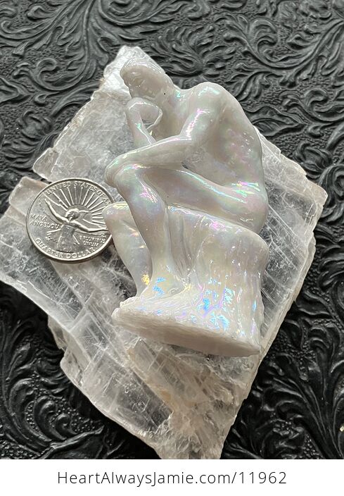 Iridescent Ab or Angel Aura Coated the Thinker Man in Thought Crystal Carving - #Lp9Ahm3PV3c-7