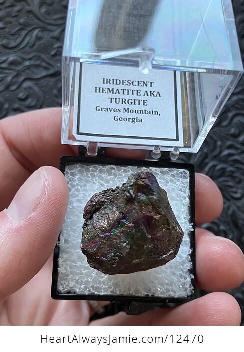 Iridescent Hematite Turgite Graves Mountain Thumbnail Crystal Specimen Perky Box - #NO5UZRBAarI-5