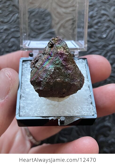 Iridescent Hematite Turgite Graves Mountain Thumbnail Crystal Specimen Perky Box - #NO5UZRBAarI-1