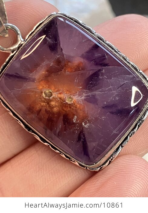 Iron Included Amethyst Gemstone Crystal Jewelry Pendant - #P8AzMhhcUds-3