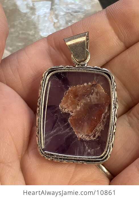 Iron Included Amethyst Gemstone Crystal Jewelry Pendant - #P8AzMhhcUds-5