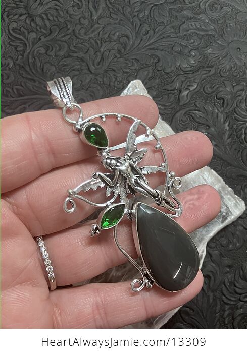 Jasper and Green Stone Fairy Crystal Jewelry Pendant - #ZrMY6gczfaY-2