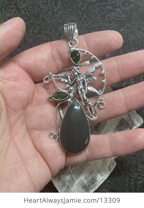 Jasper and Green Stone Fairy Crystal Jewelry Pendant - #ZrMY6gczfaY-1