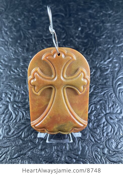 Jasper Cross Stone Jewelry Pendant Mini Art Ornament - #5KHjM5KUYlg-6