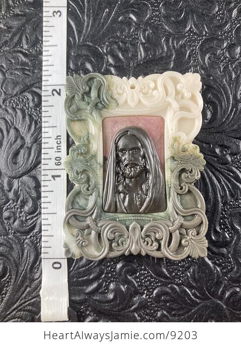 Jesus Carved Jasper Stone Pendant Cabochon Jewelry Mini Art Ornament - #6FVbrxIfkjM-2