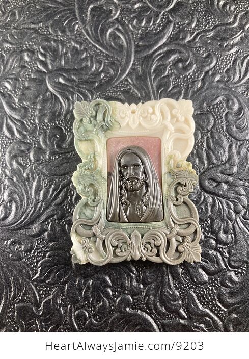 Jesus Carved Jasper Stone Pendant Cabochon Jewelry Mini Art Ornament - #6FVbrxIfkjM-3