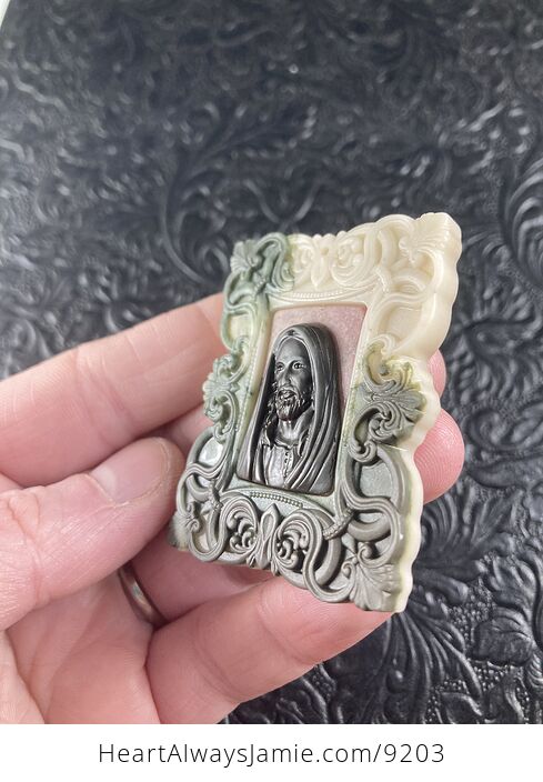 Jesus Carved Jasper Stone Pendant Cabochon Jewelry Mini Art Ornament - #6FVbrxIfkjM-4