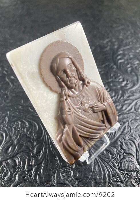 Jesus Carved Jasper Stone Pendant Cabochon Jewelry Mini Art Ornament - #w5dn64HPwjc-3