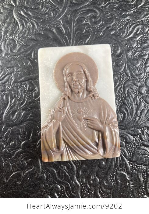Jesus Carved Jasper Stone Pendant Cabochon Jewelry Mini Art Ornament - #w5dn64HPwjc-6