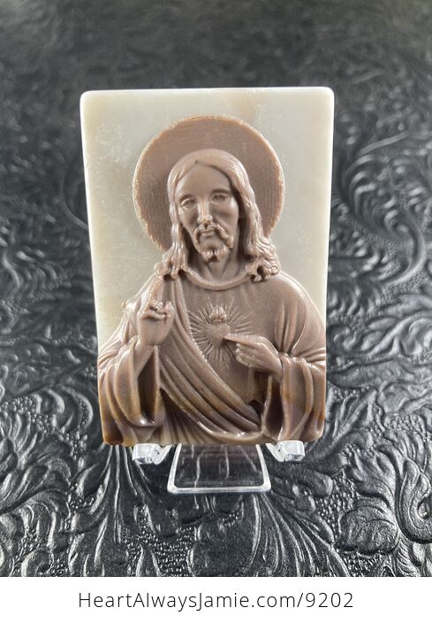 Jesus Carved Jasper Stone Pendant Cabochon Jewelry Mini Art Ornament - #w5dn64HPwjc-1