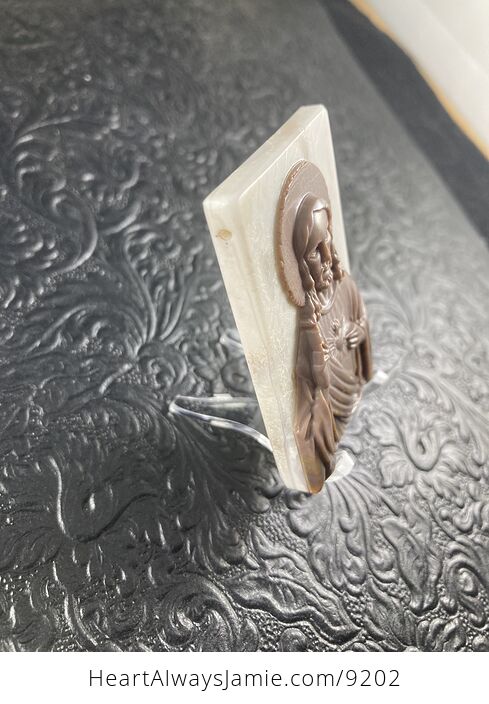 Jesus Carved Jasper Stone Pendant Cabochon Jewelry Mini Art Ornament - #w5dn64HPwjc-4