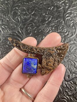 Jesus Lapis Lazuli and Wood Mini Art Jewelry Pendant Ornament #5hxPUGqWdUE
