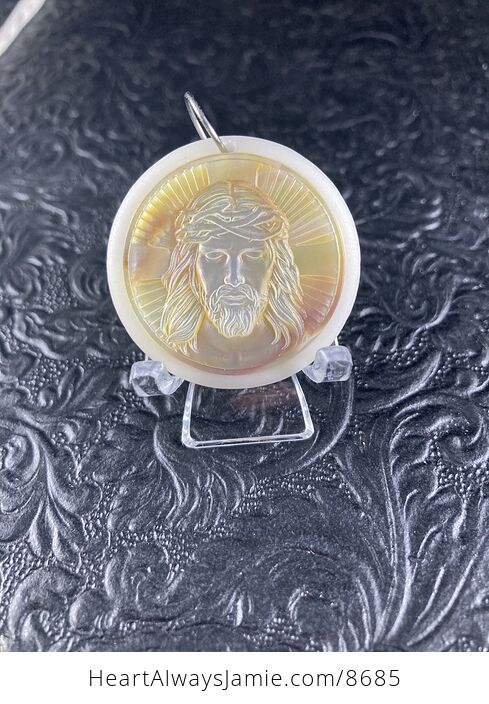 Jesus Mother of Pearl Shell Jewelry Pendant Ornament - #ShQzkYA9gXc-1