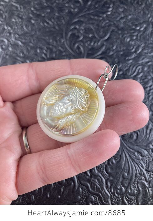 Jesus Mother of Pearl Shell Jewelry Pendant Ornament - #ShQzkYA9gXc-3