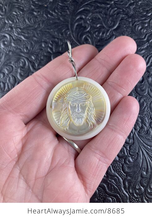 Jesus Mother of Pearl Shell Jewelry Pendant Ornament - #ShQzkYA9gXc-2