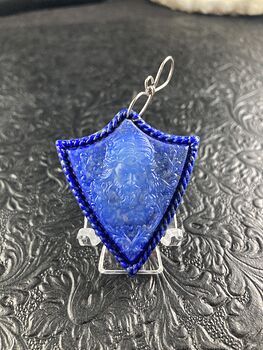 Jesus Transparent Glass and Lapis Lazuli Stone Jewelry Pendant Ornament #m0ECfQqGCNw