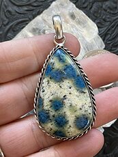 K2 Azurite in Granite Stone Crystal Jewelry Pendant #d4fszc33Hbo