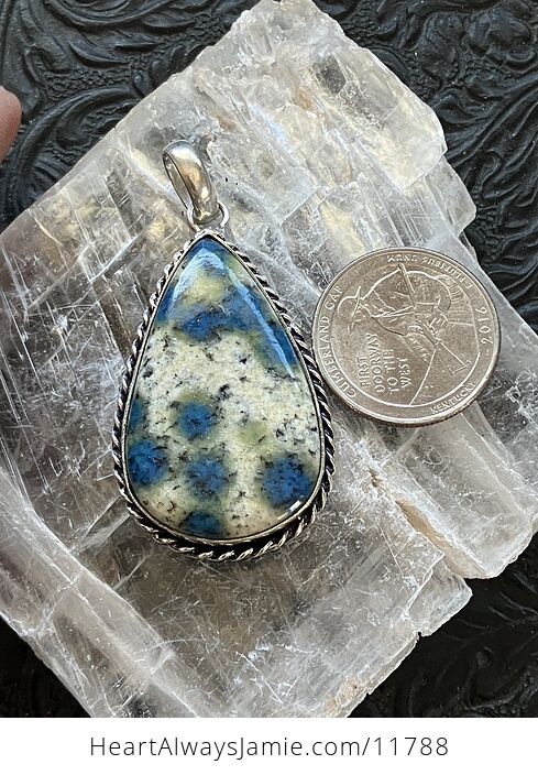 K2 Azurite in Granite Stone Crystal Jewelry Pendant - #d4fszc33Hbo-3