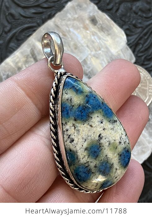 K2 Azurite in Granite Stone Crystal Jewelry Pendant - #d4fszc33Hbo-4