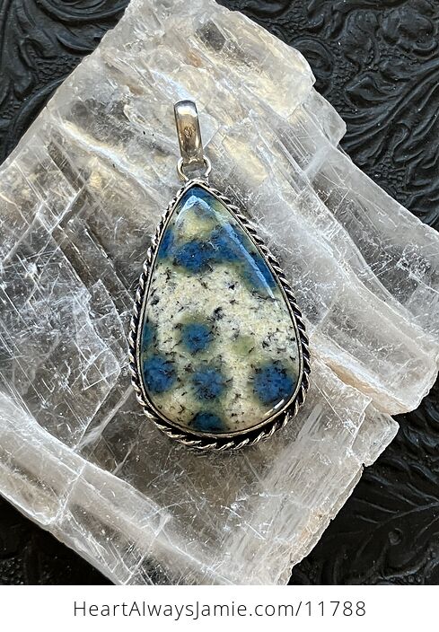 K2 Azurite in Granite Stone Crystal Jewelry Pendant - #d4fszc33Hbo-2