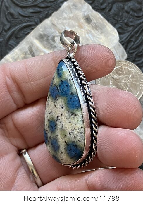 K2 Azurite in Granite Stone Crystal Jewelry Pendant - #d4fszc33Hbo-6