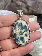 K2 Azurite in Granite Stone Crystal Jewelry Pendant Discounted #pqAzcOxKifA