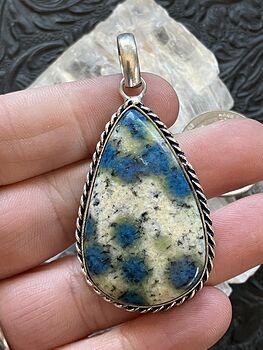 K2 Azurite in Granite Stone Crystal Jewelry Pendant Discounted #d4fszc33Hbo