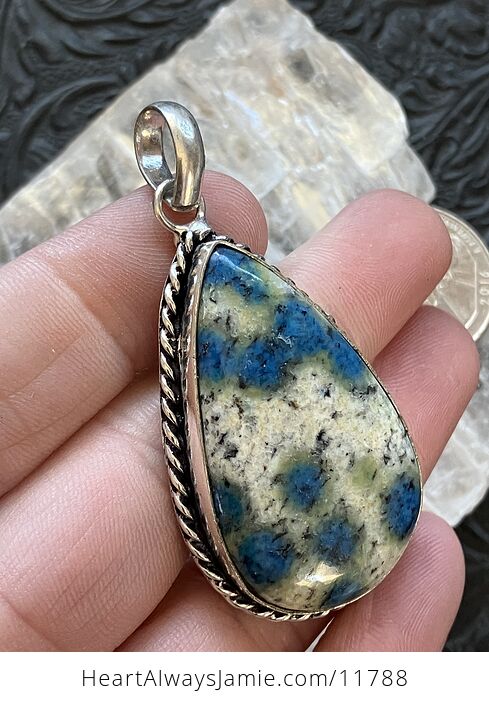 K2 Azurite in Granite Stone Crystal Jewelry Pendant Discounted - #d4fszc33Hbo-4