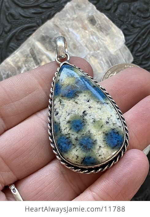 K2 Azurite in Granite Stone Crystal Jewelry Pendant Discounted - #d4fszc33Hbo-5