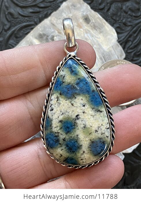 K2 Azurite in Granite Stone Crystal Jewelry Pendant Discounted - #d4fszc33Hbo-1