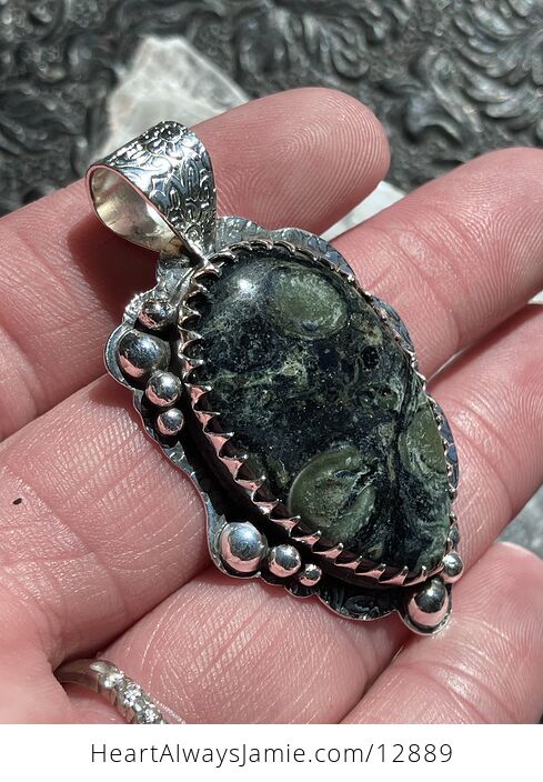 Kambaba Jasper Rhyolite and Stone Crystal Jewelry Pendant - #9AaBlmWL91w-1