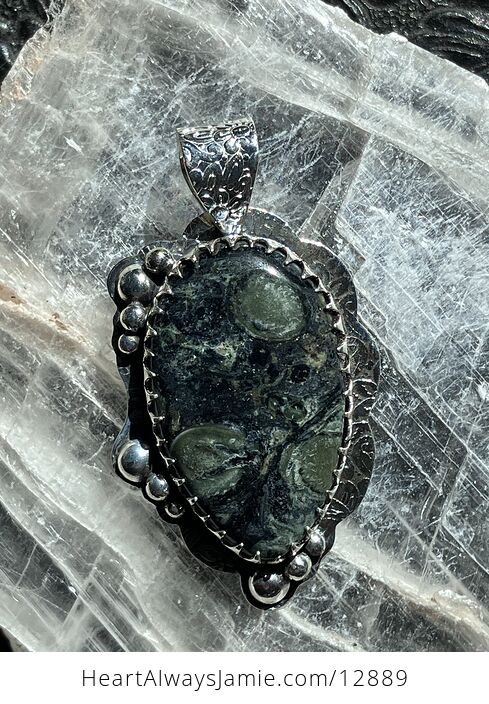 Kambaba Jasper Rhyolite and Stone Crystal Jewelry Pendant - #9AaBlmWL91w-5