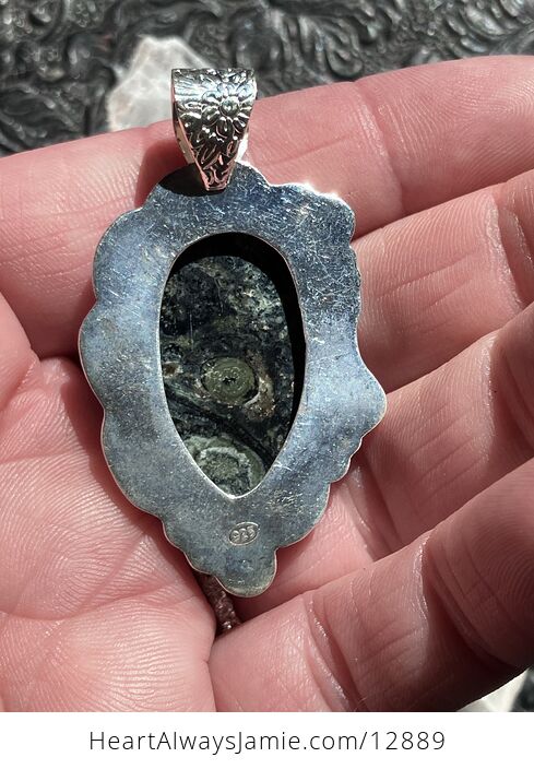 Kambaba Jasper Rhyolite and Stone Crystal Jewelry Pendant - #9AaBlmWL91w-4