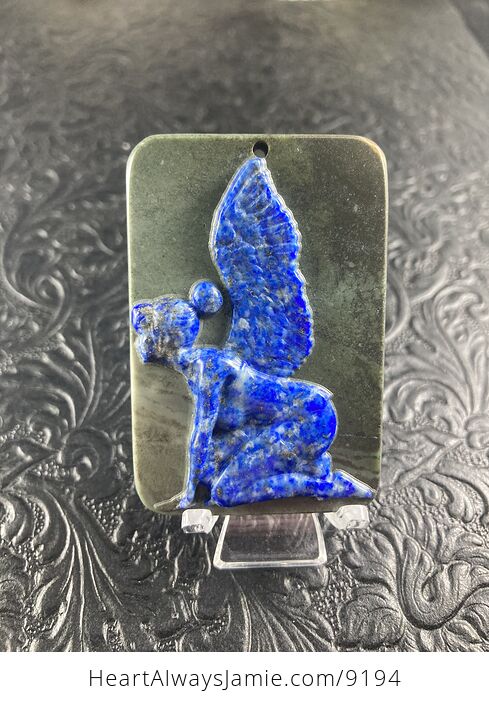 Kneeling Fairy Carved Stone Pendant Cabochon Jewelry Mini Art Ornament - #qZ0tvbLp3l4-1