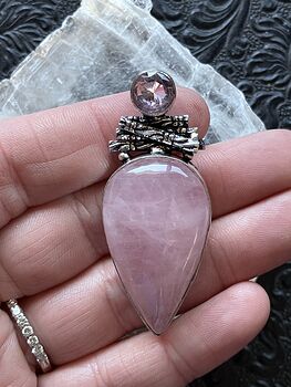 Kunzite Pink Rose Quartz Crystal Stone Jewelry Pendant #PiAbTeF4tFk