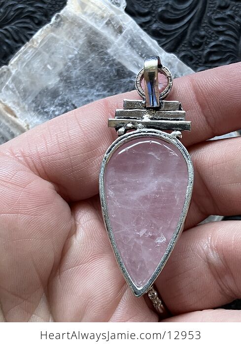 Kunzite Pink Rose Quartz Crystal Stone Jewelry Pendant - #PiAbTeF4tFk-6