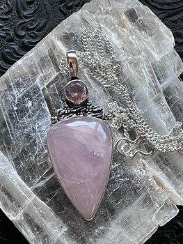 Kunzite Pink Rose Quartz Crystal Stone Jewelry Pendant Necklace #ygZvwJJ0MUg