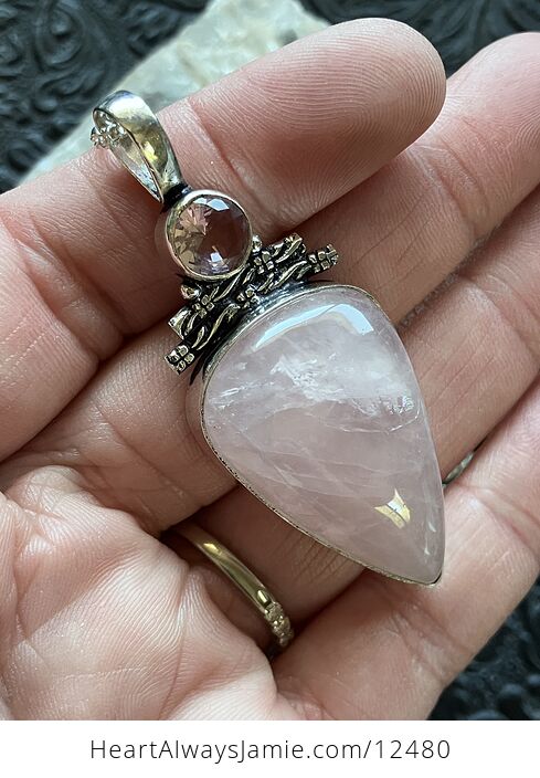 Kunzite Pink Rose Quartz Crystal Stone Jewelry Pendant Necklace - #ygZvwJJ0MUg-4