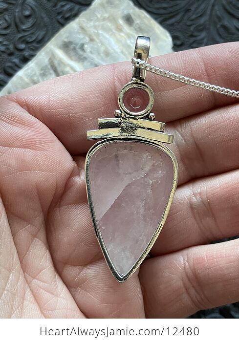 Kunzite Pink Rose Quartz Crystal Stone Jewelry Pendant Necklace - #ygZvwJJ0MUg-6