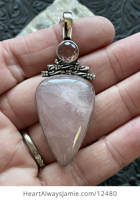 Kunzite Pink Rose Quartz Crystal Stone Jewelry Pendant Necklace - #ygZvwJJ0MUg-3