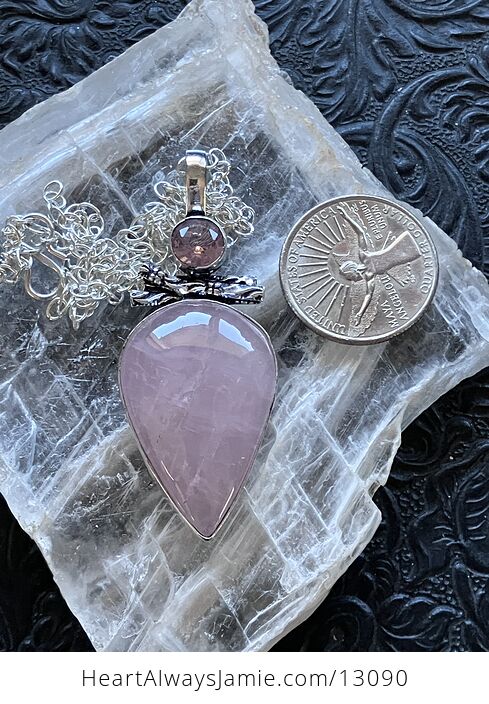 Kunzite Pink Rose Quartz Necklace Pendant Crystal Stone Jewelry - #TDXEwf3wPTQ-7