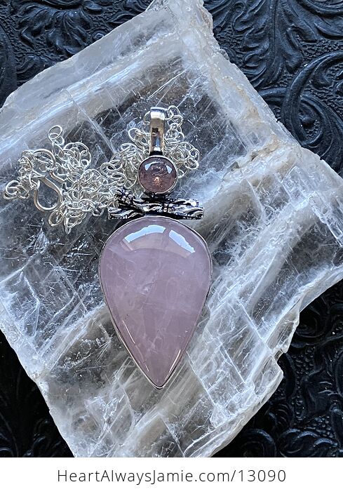 Kunzite Pink Rose Quartz Necklace Pendant Crystal Stone Jewelry - #TDXEwf3wPTQ-1